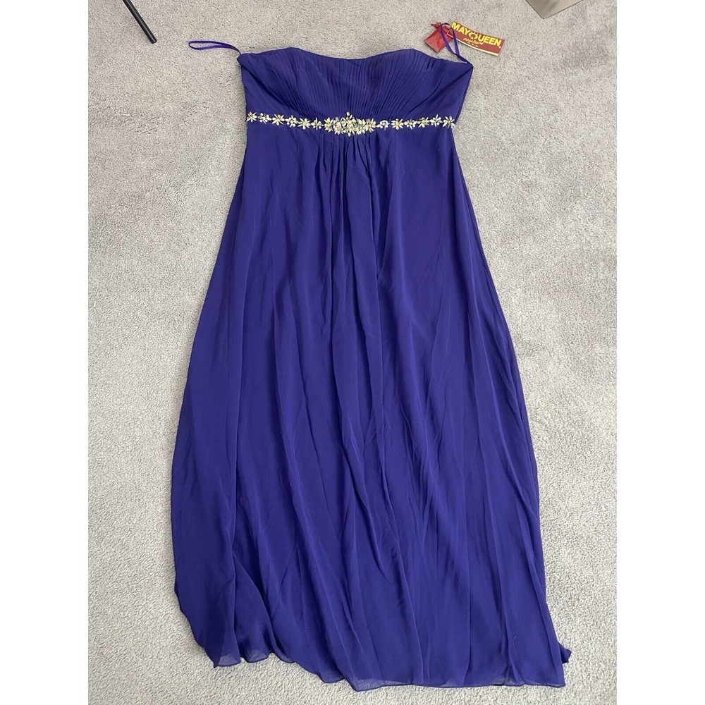 May Queen Couture Women's purple‎ lace detail long formal gown size 20